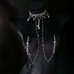 Shining Nipple Clamp Body Chain with Choker