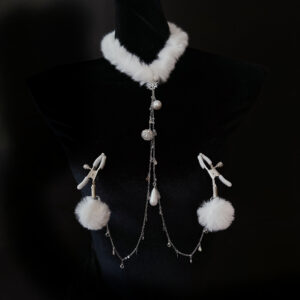 Fuzzy Nipple Clamp Body Chain with Soft Plush Rings