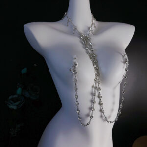 Diamond Choker Body Chain with Nipple Clamps