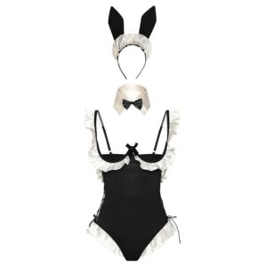 Black Underwire Cut-Out Bunny Lingerie Set – Sexy Bunny Girl Costume