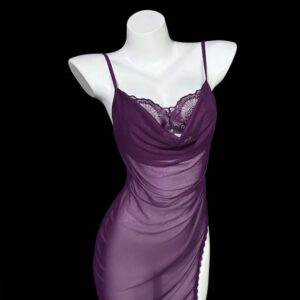 Purple Lace Sheer Slip Dress – Sexy Spaghetti Strap Lingerie