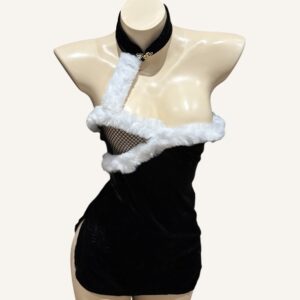 Black Christmas Cut-Out Lingerie & Garter Stockings – Bold & Sexy Festive Look