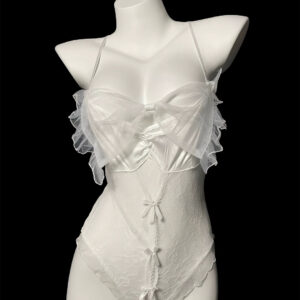 Sexy White Lace Backless Nightwear – One-Piece Lingerie, Easy Wear & Alluring Design